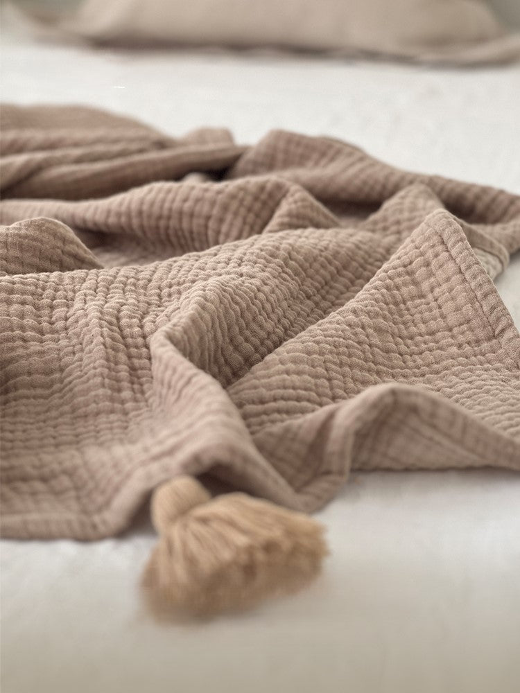 POMPOM - Plaid 100% coton, 145x160 cm