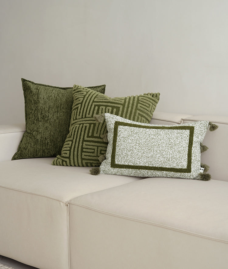 NOA – Jacquard cushion cover, 50x50 cm | Geometric green