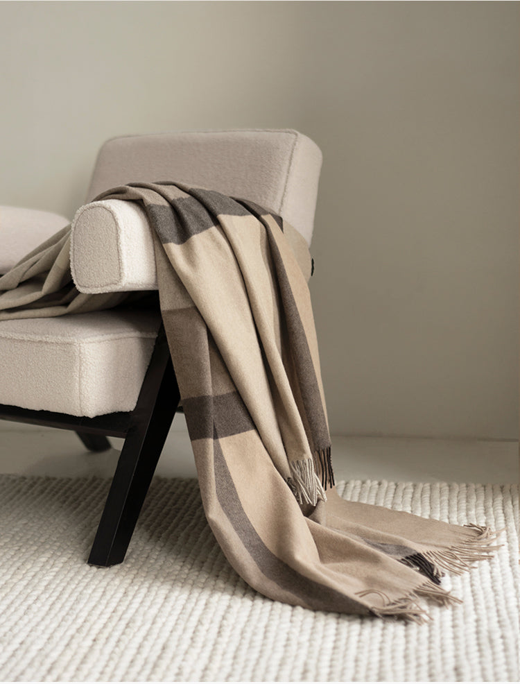 COCO - Plaid 100% laine d'agneau certifié WOOLMARK, 150x200 cm