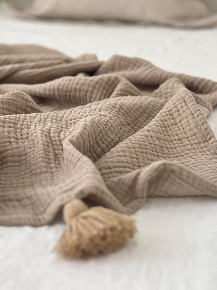 POMPOM - Plaid 100% coton, 145x160 cm