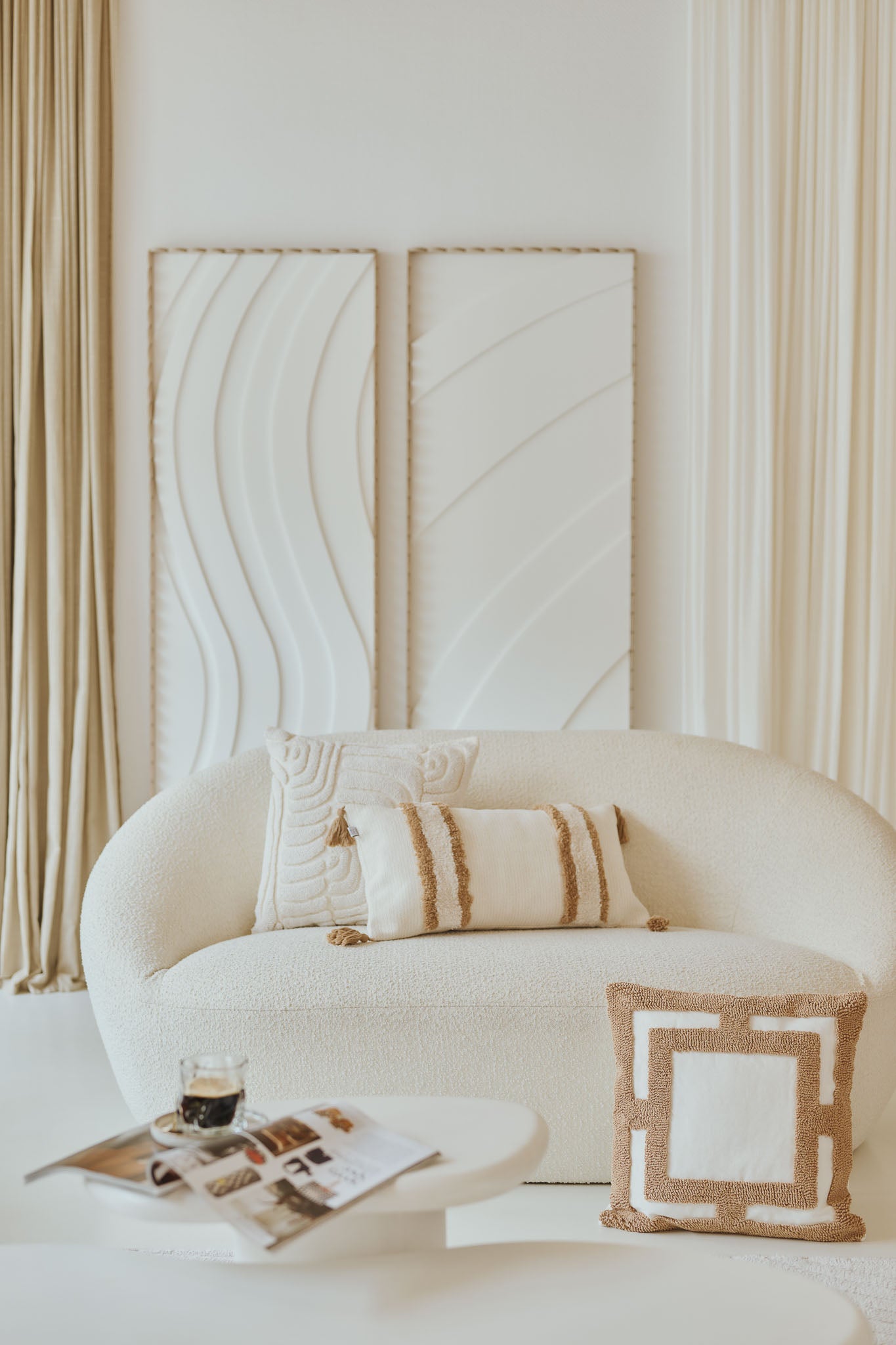 AMELIE - Housse de coussin capitonnée en lin mélangé, 45x45 cm