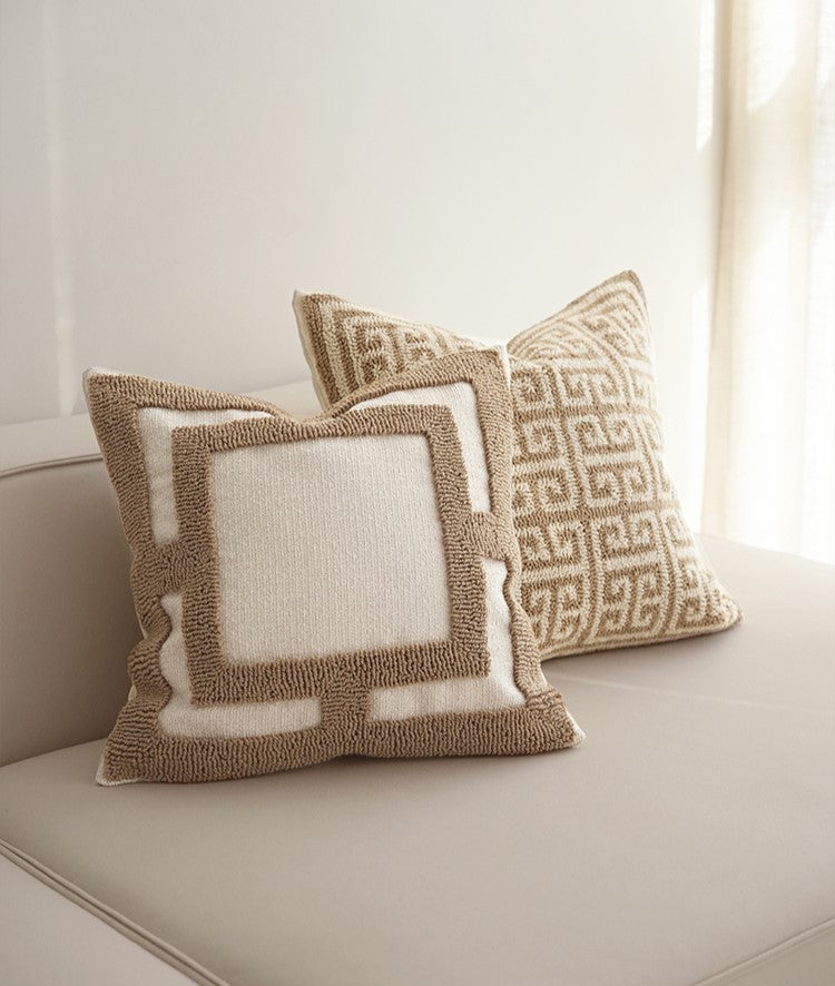 AMELIE - Housse de coussin capitonnée en lin mélangé, 45x45 cm