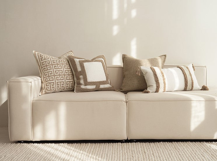 AMELIE - Housse de coussin capitonnée en lin mélangé, 45x45 cm