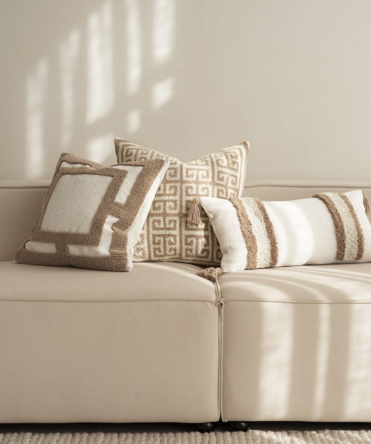 AMELIE - Housse de coussin capitonnée en lin mélangé, 45x45 cm