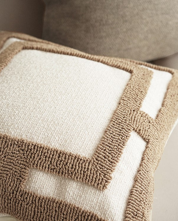 AMELIE - Housse de coussin capitonnée en lin mélangé, 45x45 cm