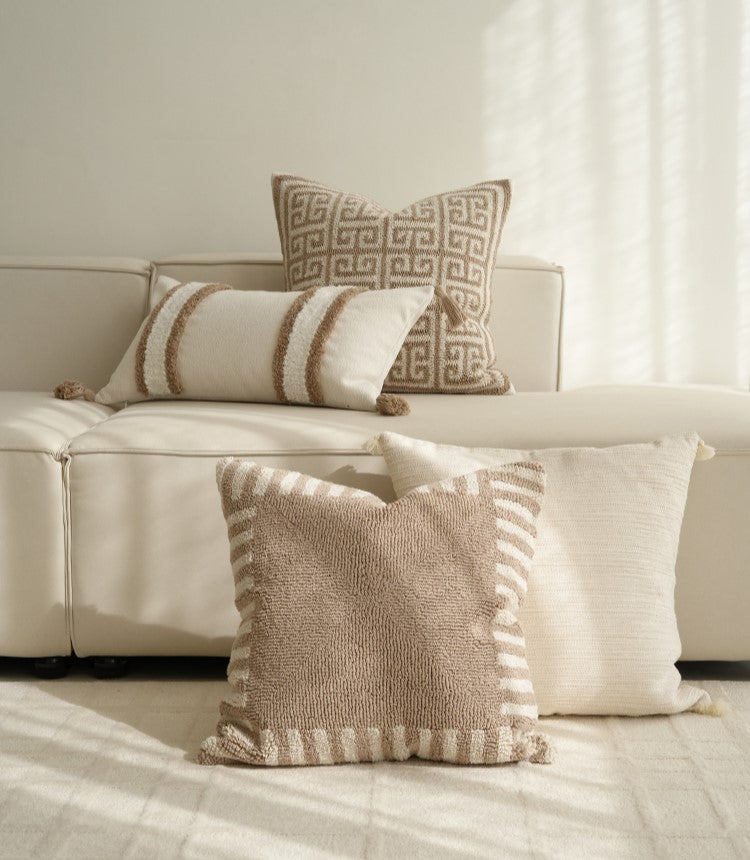 ISABELLE - Housse de coussin tuftée 100% coton 50x50 cm