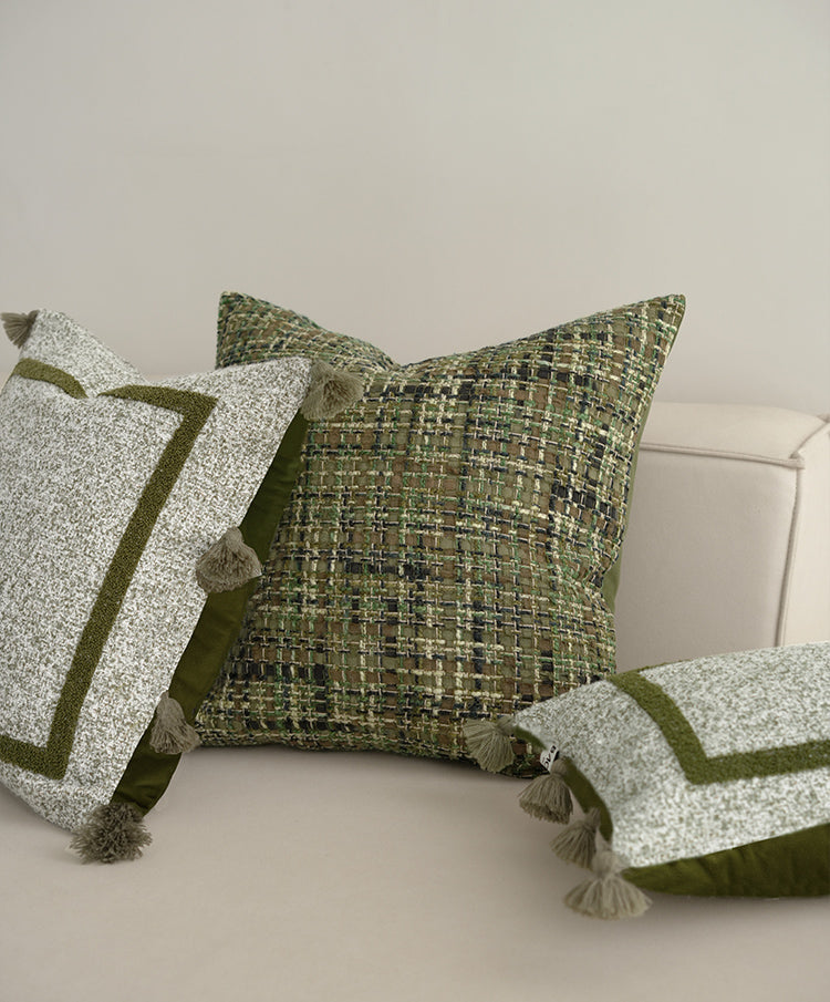 LIV - Jacquard kussenhoes met borduurwerk, 50x50 cm