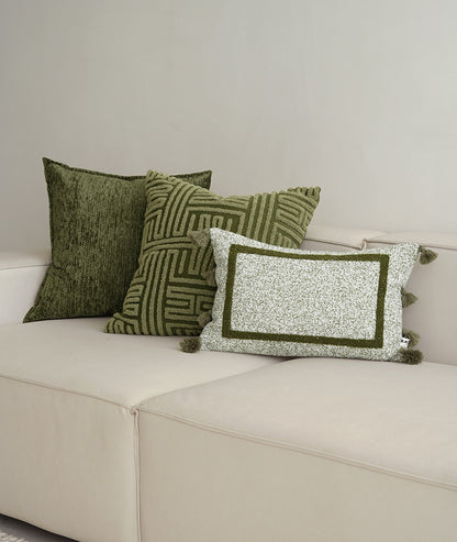 NOA - Jacquard kussenhoes met borduurwerk, 50x50 cm