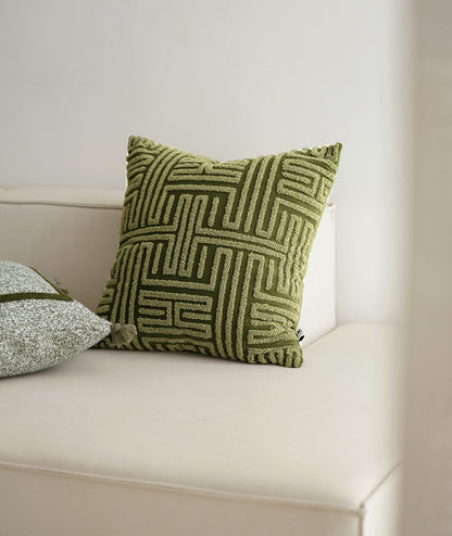 NOA - Jacquard kussenhoes met borduurwerk, 50x50 cm