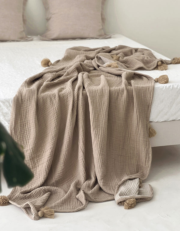 POMPOM – Plaid 100% cotton, 145x160 cm