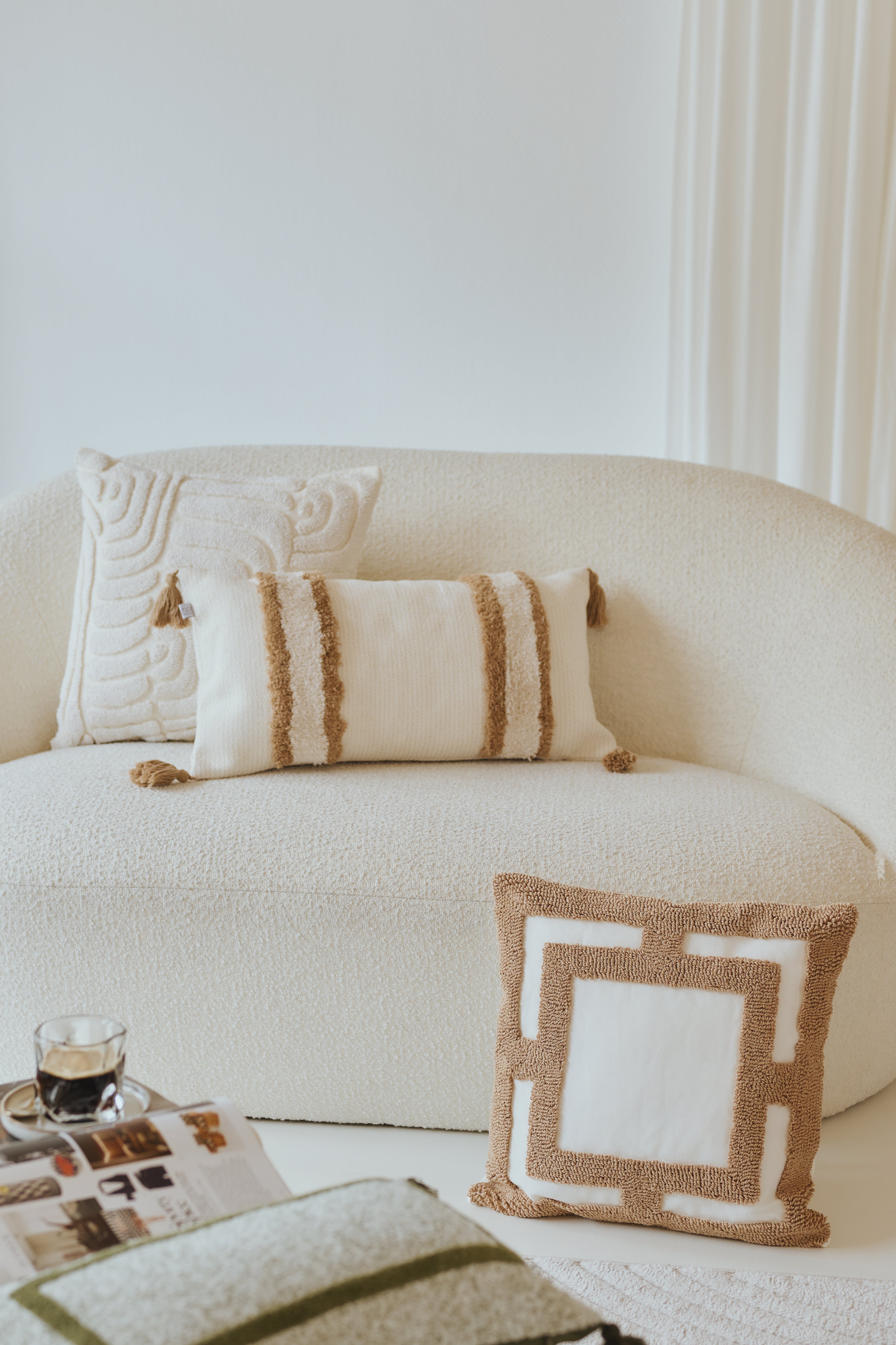 AMELIE - Housse de coussin capitonnée en lin mélangé, 45x45 cm