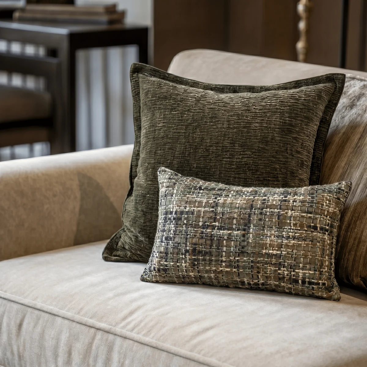 LEA LUMBAR - Housse de coussin capitonnée, 30x50 cm